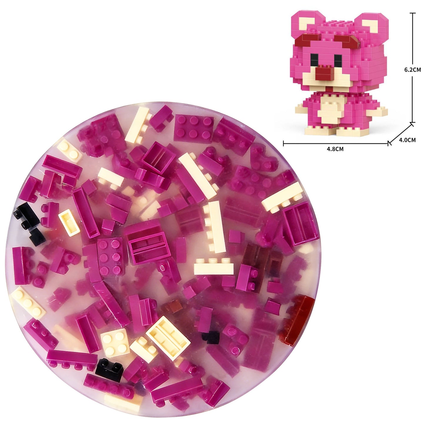 10cm Round Brick‑Picking Fidget Pad, Silicone Pick‑Peel Pad with Mini Micro Building Blocks, Stress Relief Sensory Fidget Toy, DIY Assembly Decompression Toy for Anxiety