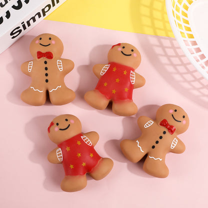 Gingerbread Man Squishy Toy Soft TPR Stretchable Cute Christmas Character Stress Relief Fidget Toy for Kids