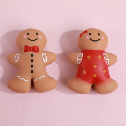 Gingerbread Man Squishy Toy Soft TPR Stretchable Cute Christmas Character Stress Relief Fidget Toy for Kids