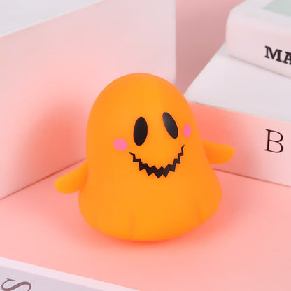 Halloween Ghost Squishy Fidget Toy, Flour & Light‑Up Versions, Soft Squeeze Stress Relief Toy for Party Style Sent Randomly