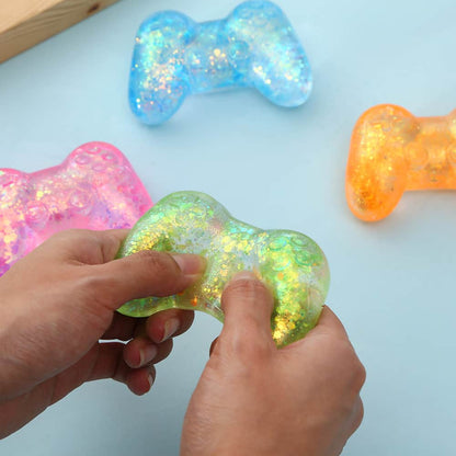 Glitter Game Controller Maltose Squishy Toy, TPR Slow Rising Stress Relief Squeeze Fidget Toy