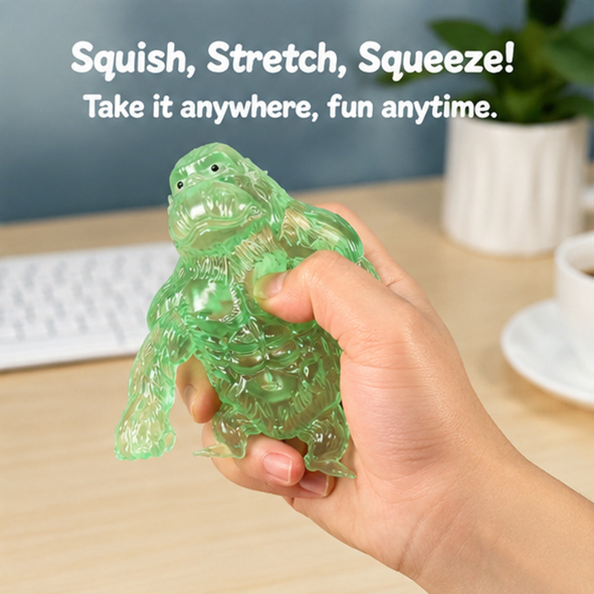 Maltose Gorilla Squishy Fidget Toy, Stretchy TPR Squeeze Stress Relief Vent Toy for Kids Adults
