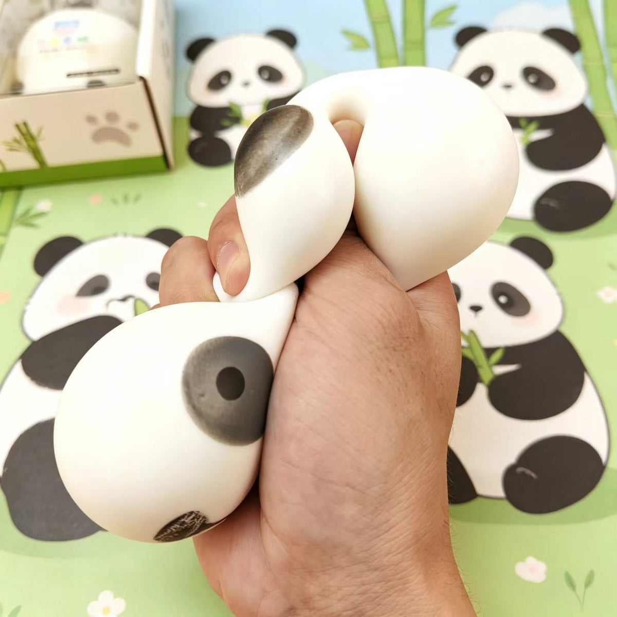 Cute Panda Squishy Fidget Toy, Soft TPR Flour Stress Relief Squeeze Toy, Kawaii Animal Squishy for Kids & Adults