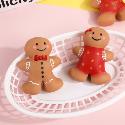 Gingerbread Man Squishy Toy Soft TPR Stretchable Cute Christmas Character Stress Relief Fidget Toy for Kids