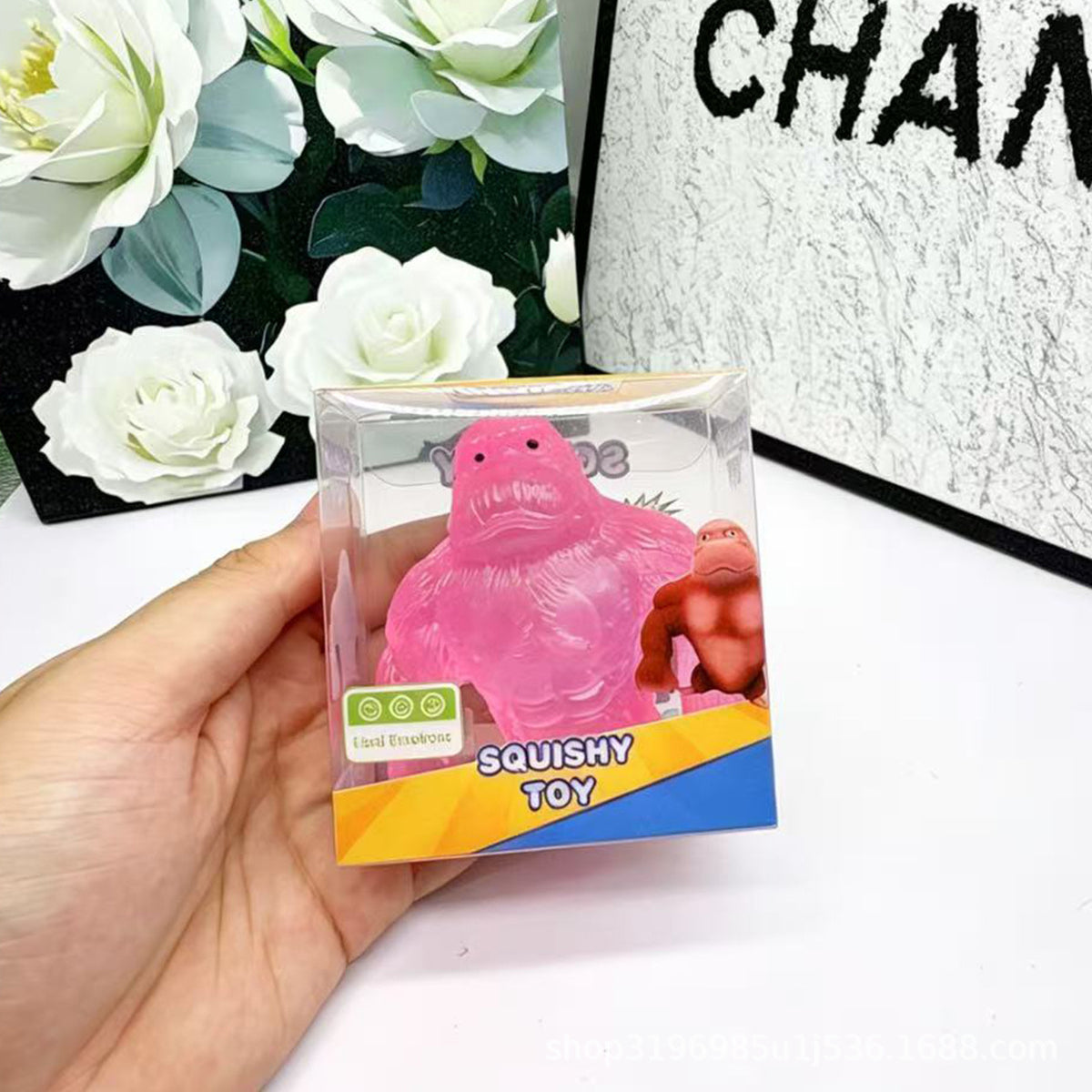 Maltose Gorilla Squishy Fidget Toy, Stretchy TPR Squeeze Stress Relief Vent Toy for Kids Adults