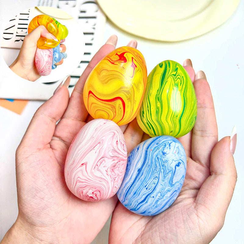 Marble Swirl Egg Sugar Squeeze Squishy Toy, Maltose Stress Relief Fidget Ball