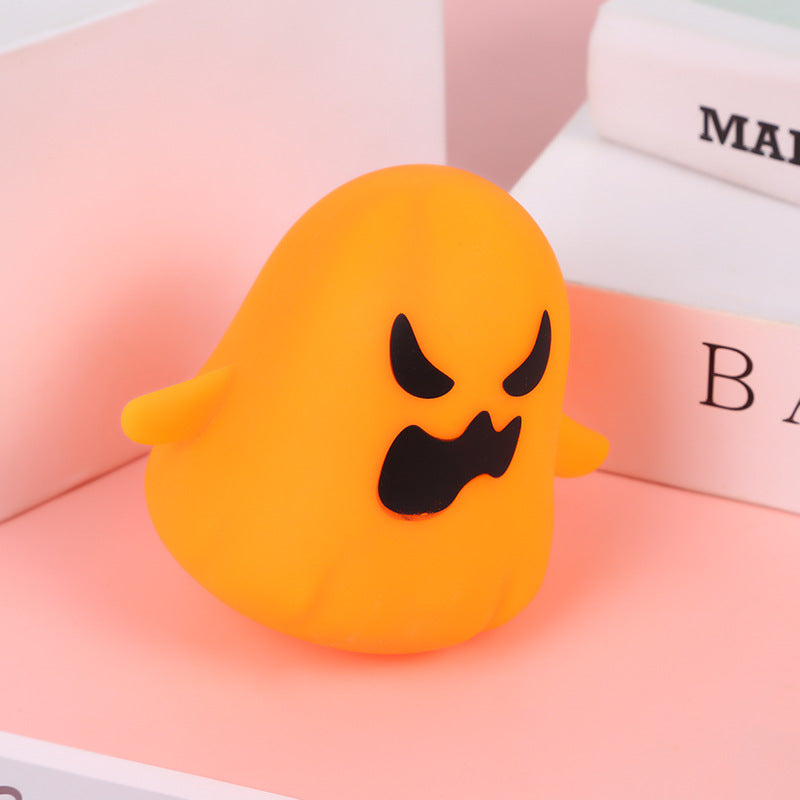 Halloween Ghost Squishy Fidget Toy, Flour & Light‑Up Versions, Soft Squeeze Stress Relief Toy for Party Style Sent Randomly