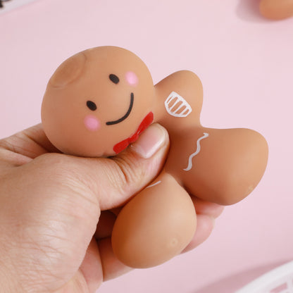 Gingerbread Man Squishy Toy Soft TPR Stretchable Cute Christmas Character Stress Relief Fidget Toy for Kids