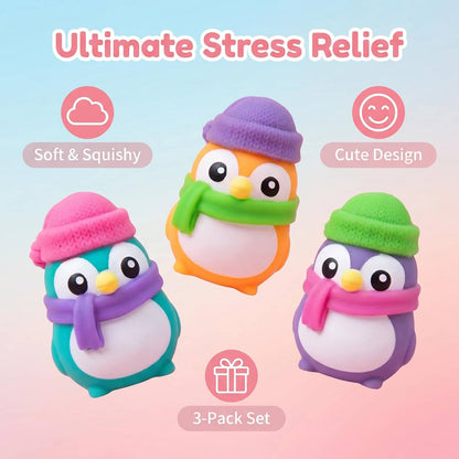 Squishy Penguin Stress Toy | TPR Flour Filled Squeeze Fidget Toy for Kids Gift