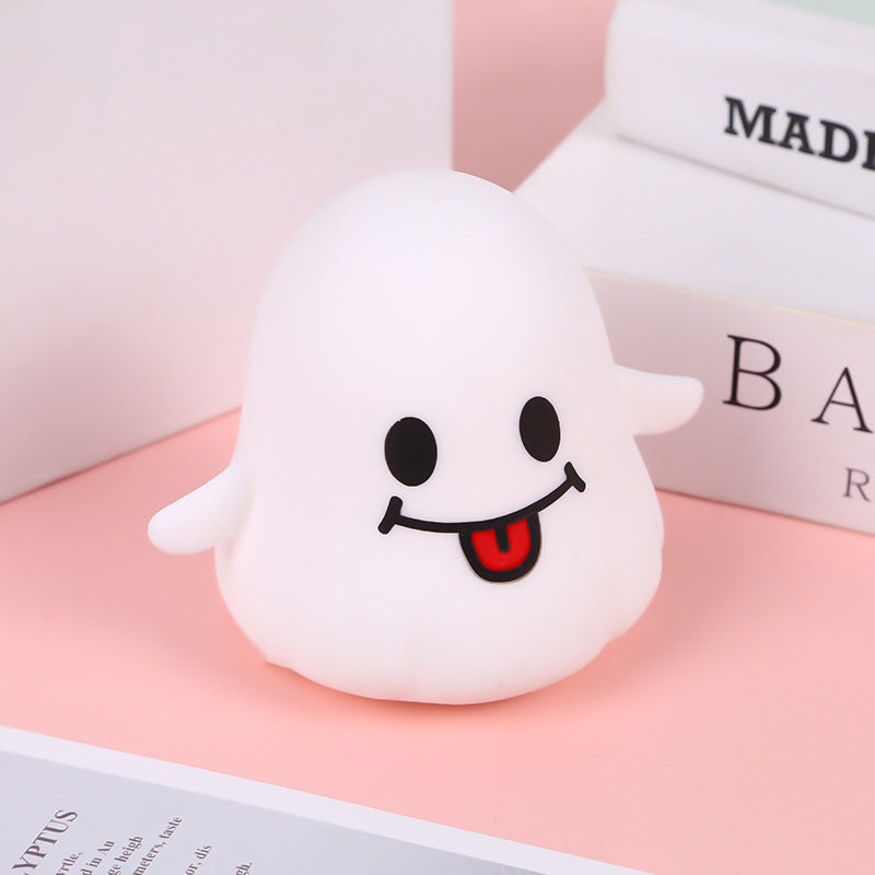 Halloween Ghost Squishy Fidget Toy, Flour & Light‑Up Versions, Soft Squeeze Stress Relief Toy for Party Style Sent Randomly