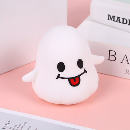 Halloween Ghost Squishy Fidget Toy, Flour & Light‑Up Versions, Soft Squeeze Stress Relief Toy for Party Style Sent Randomly