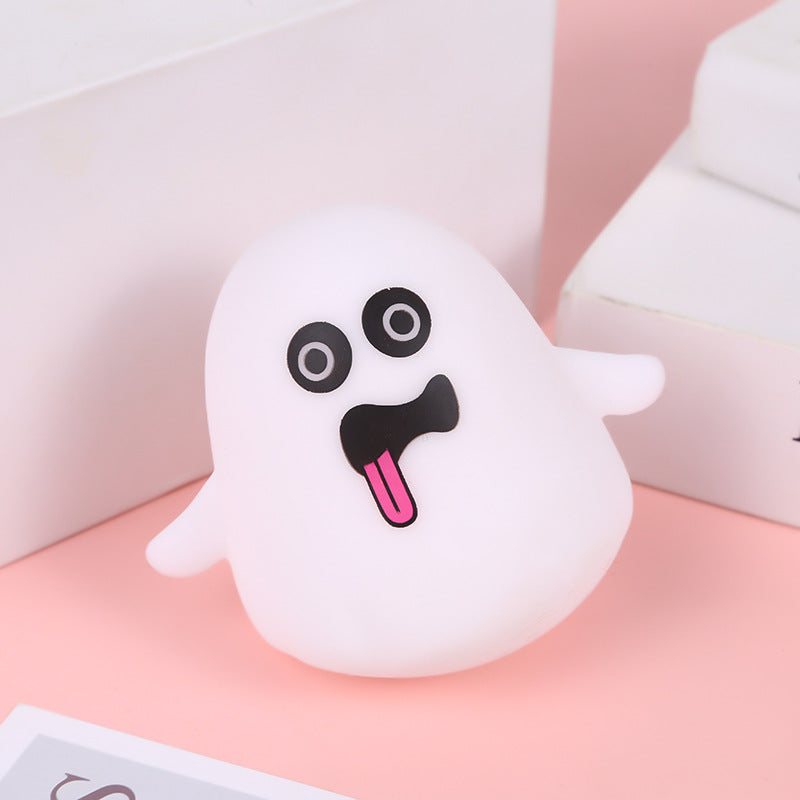 Halloween Ghost Squishy Fidget Toy, Flour & Light‑Up Versions, Soft Squeeze Stress Relief Toy for Party Style Sent Randomly