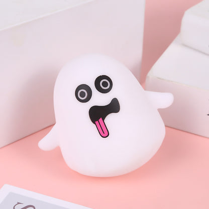 Halloween Ghost Squishy Fidget Toy, Flour & Light‑Up Versions, Soft Squeeze Stress Relief Toy for Party Style Sent Randomly