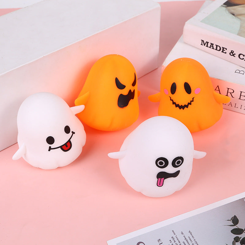 Halloween Ghost Squishy Fidget Toy, Flour & Light‑Up Versions, Soft Squeeze Stress Relief Toy for Party Style Sent Randomly