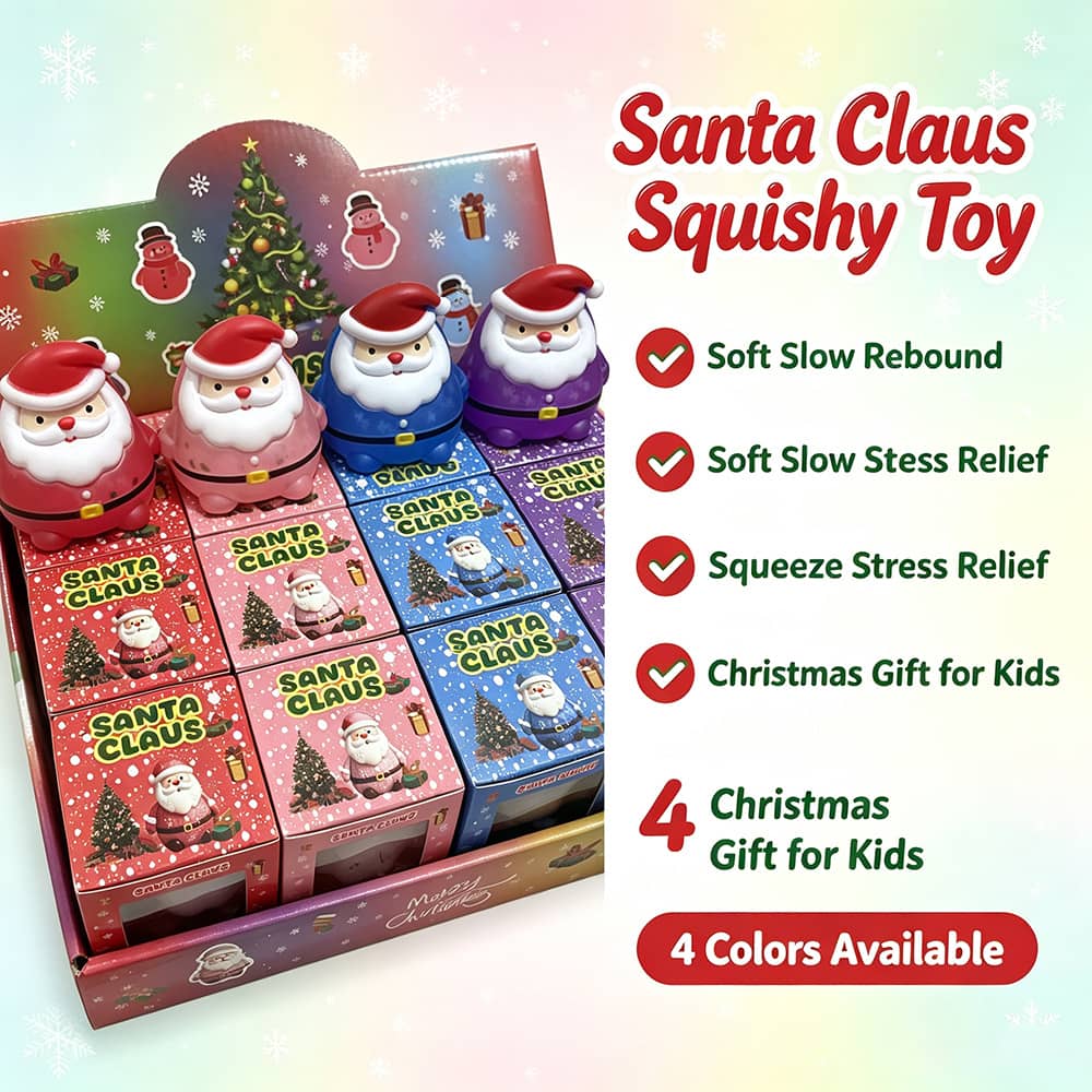 Santa Claus Slow Rising Squishy Toy, Maltose Squeeze Stress Relief Fidget Toy, Cute Christmas Santa Squishies Sensory Decompression Toy for Kids Adults Holiday Gift