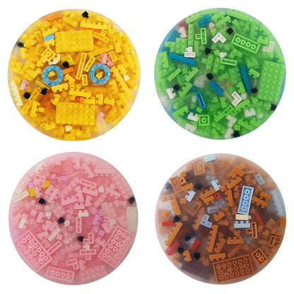 10cm Round Brick‑Picking Fidget Pad, Silicone Pick‑Peel Pad with Mini Micro Building Blocks, Stress Relief Sensory Fidget Toy, DIY Assembly Decompression Toy for Anxiety