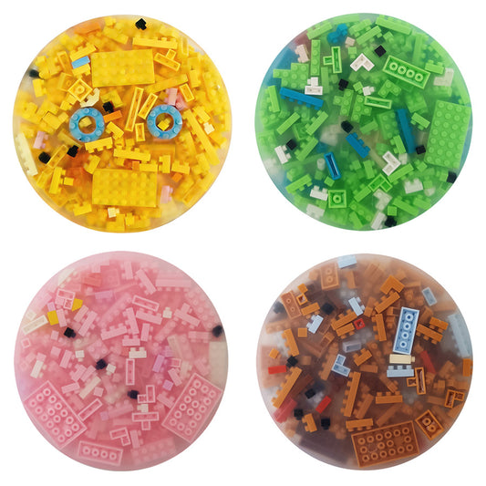 10cm Round Brick‑Picking Fidget Pad, Silicone Pick‑Peel Pad with Mini Micro Building Blocks, Stress Relief Sensory Fidget Toy, DIY Assembly Decompression Toy for Anxiety