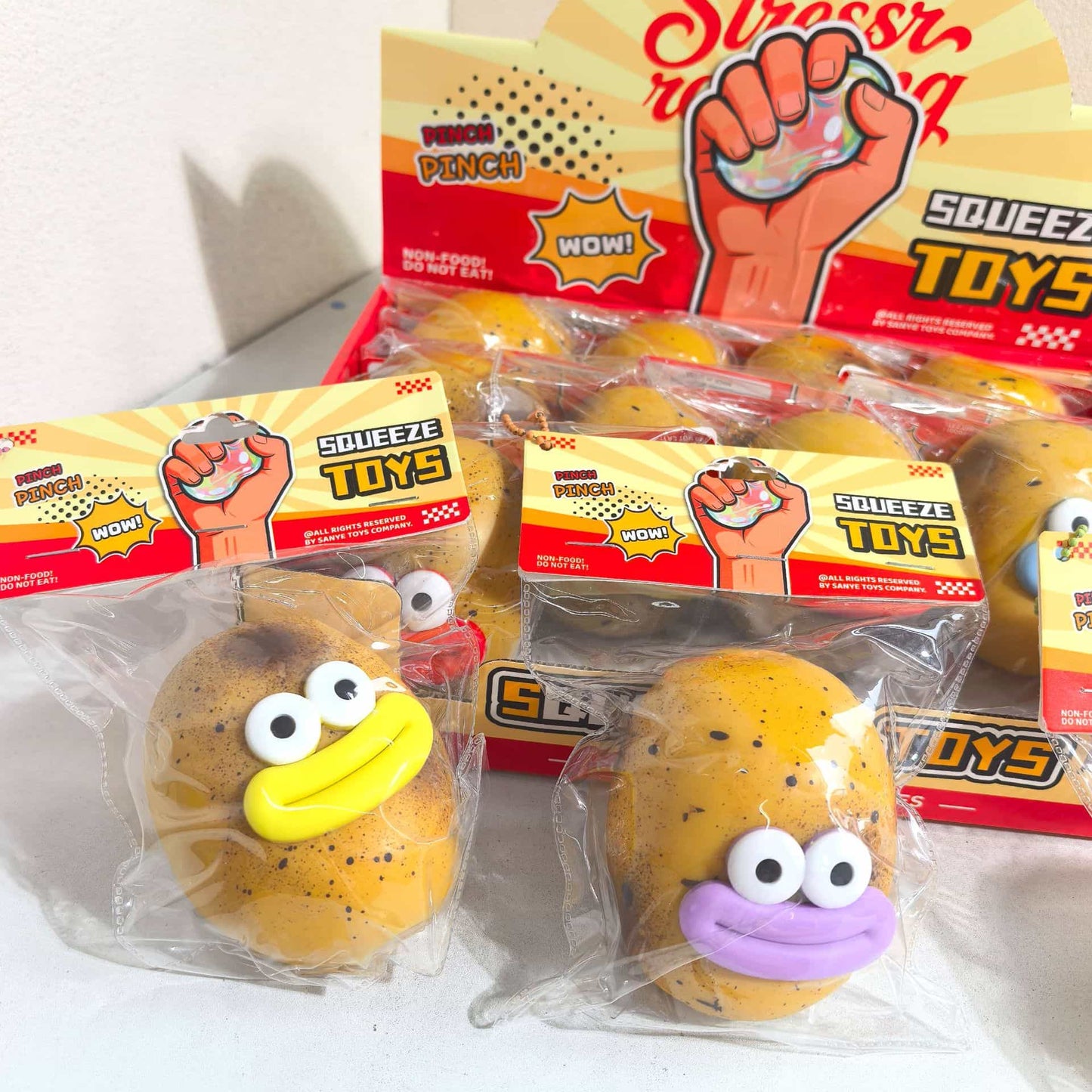 Smusher Potato Squeeze Toy, Funny Big Mouth Potato & Fries Squishy Fidget Toy, Soft Stress Relief Sensory Squish Mochi Toy For Kids Adults, Novelty Gag Decompression Squeeze Toy