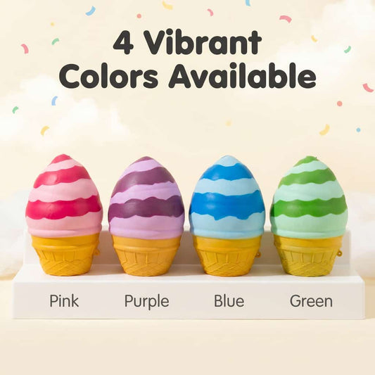 Jumbo Ice‑Cream Squishy Toy, Large Food‑Shaped Squeeze Fidget Toy, Super Soft Slow Rising Sensory Decompression Toy for Stress Relief, Novelty Gift for Kids & Adults
