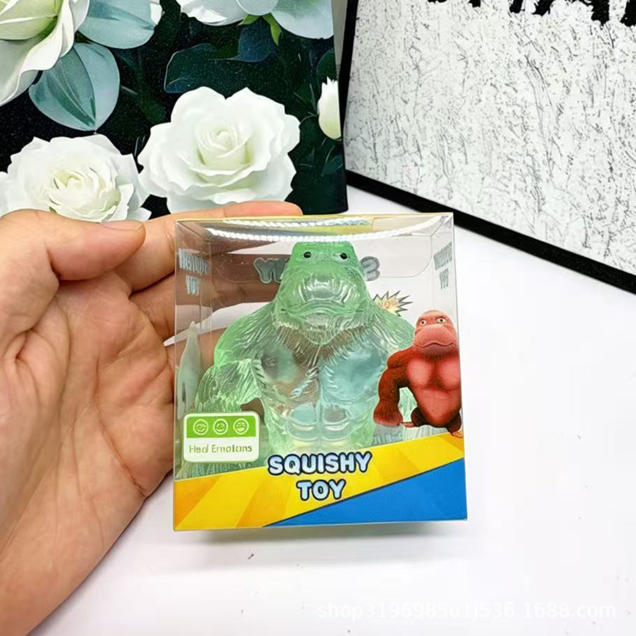 Maltose Gorilla Squishy Fidget Toy, Stretchy TPR Squeeze Stress Relief Vent Toy for Kids Adults