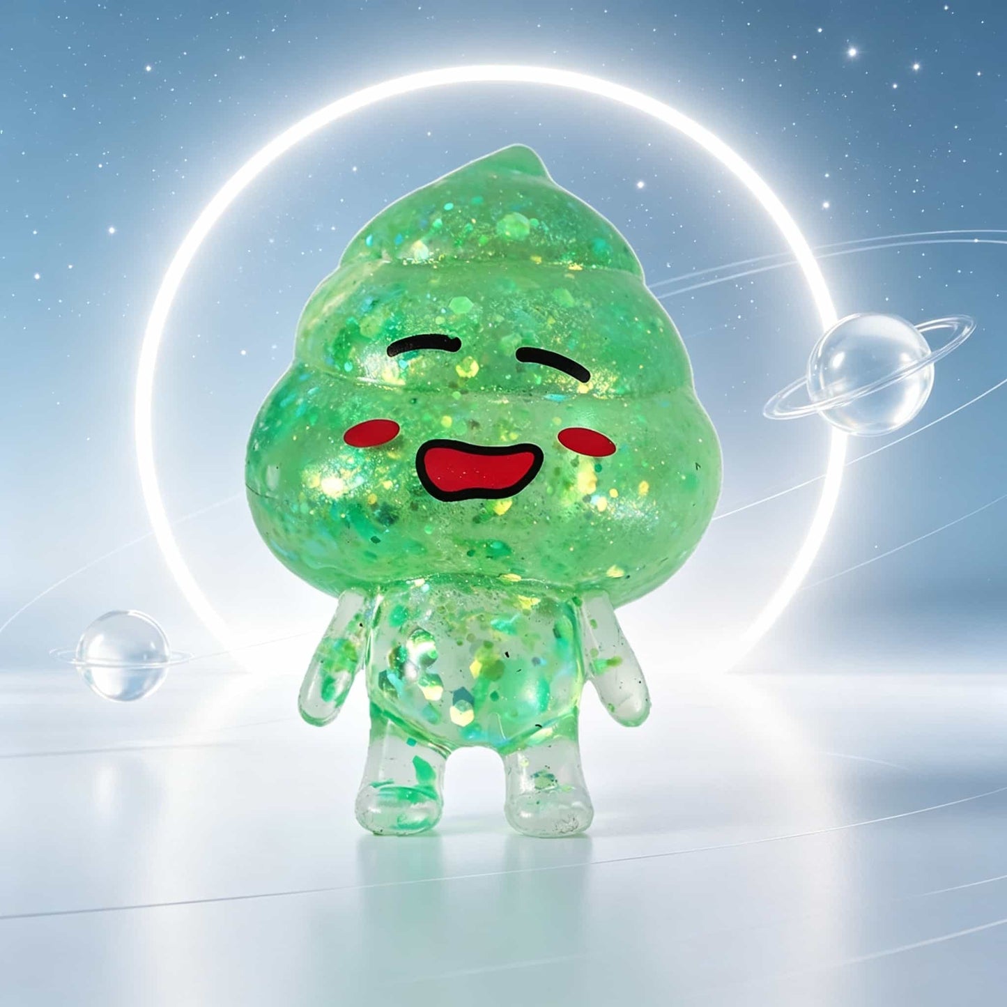 Squishy Glitter Alien Stress Toy, TPR Maltose Fidget Squeeze Toy, Funny Poo Man Squishies Sensory Relief Toy For Kids Adults