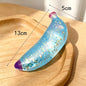 Glitter Banana Squishy Squeeze Toy, Soft TPR Fidget Stress Relief Toy, Stretchy Maltose Squeeze Sensory Toy for Kids Adults Party Favor