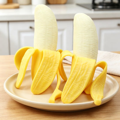 Peelable Banana Squishy Fidget Toy, TPR Flour Filled Stretchy Squeeze Toy, Simulation Fruit Stress Relief Decompression Toy for Kids Adults Party Gift