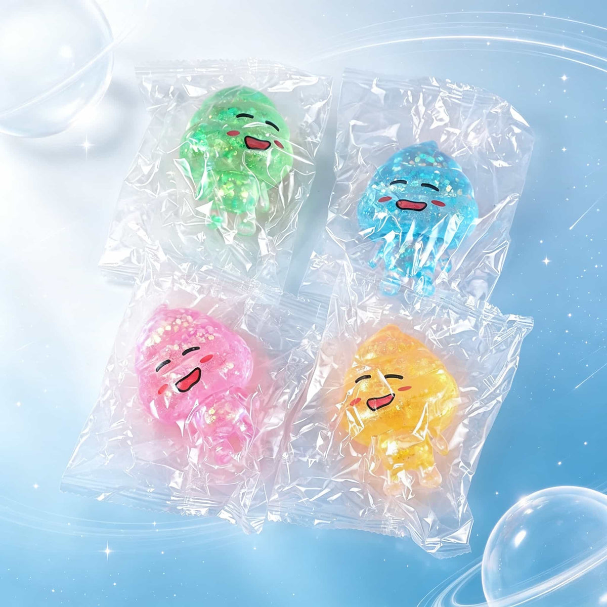 Squishy Glitter Alien Stress Toy, TPR Maltose Fidget Squeeze Toy, Funny Poo Man Squishies Sensory Relief Toy For Kids Adults