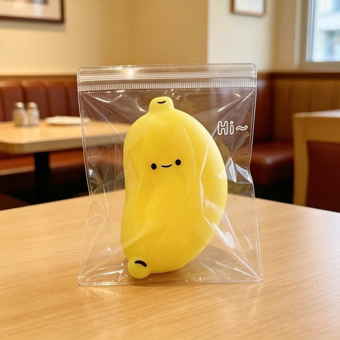 Cute Chubby Banana Squishy Fidget Toy, Soft Squeeze Stress Relief Toy for Kids Adults, Kawaii Banana Squeeze Sensory Toy