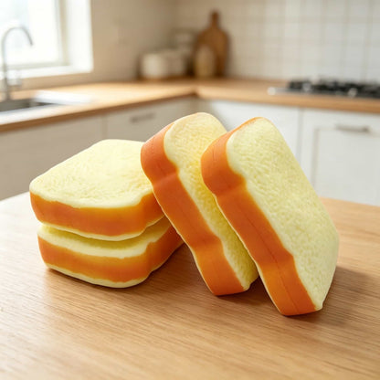 Realistic Toast Bread Slice Squishy Fidget Toy, TPR Shell With Flour Filling Soft Squeeze Stress Relief Toy For Kids Adults