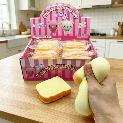 Realistic Toast Bread Slice Squishy Fidget Toy, TPR Shell With Flour Filling Soft Squeeze Stress Relief Toy For Kids Adults