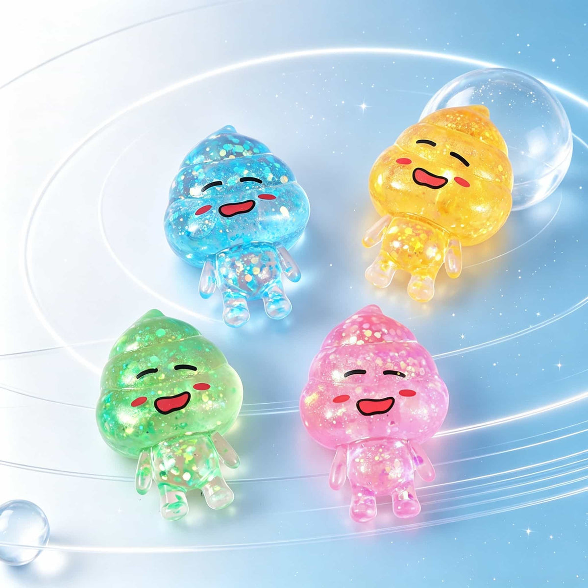 Squishy Glitter Alien Stress Toy, TPR Maltose Fidget Squeeze Toy, Funny Poo Man Squishies Sensory Relief Toy For Kids Adults