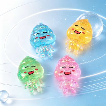 Squishy Glitter Alien Stress Toy, TPR Maltose Fidget Squeeze Toy, Funny Poo Man Squishies Sensory Relief Toy For Kids Adults