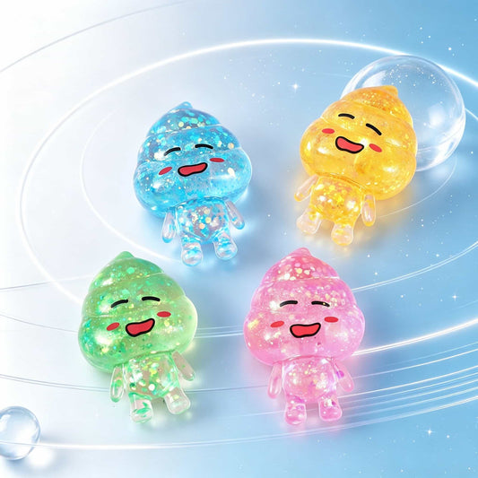 Squishy Glitter Alien Stress Toy, TPR Maltose Fidget Squeeze Toy, Funny Poo Man Squishies Sensory Relief Toy For Kids Adults