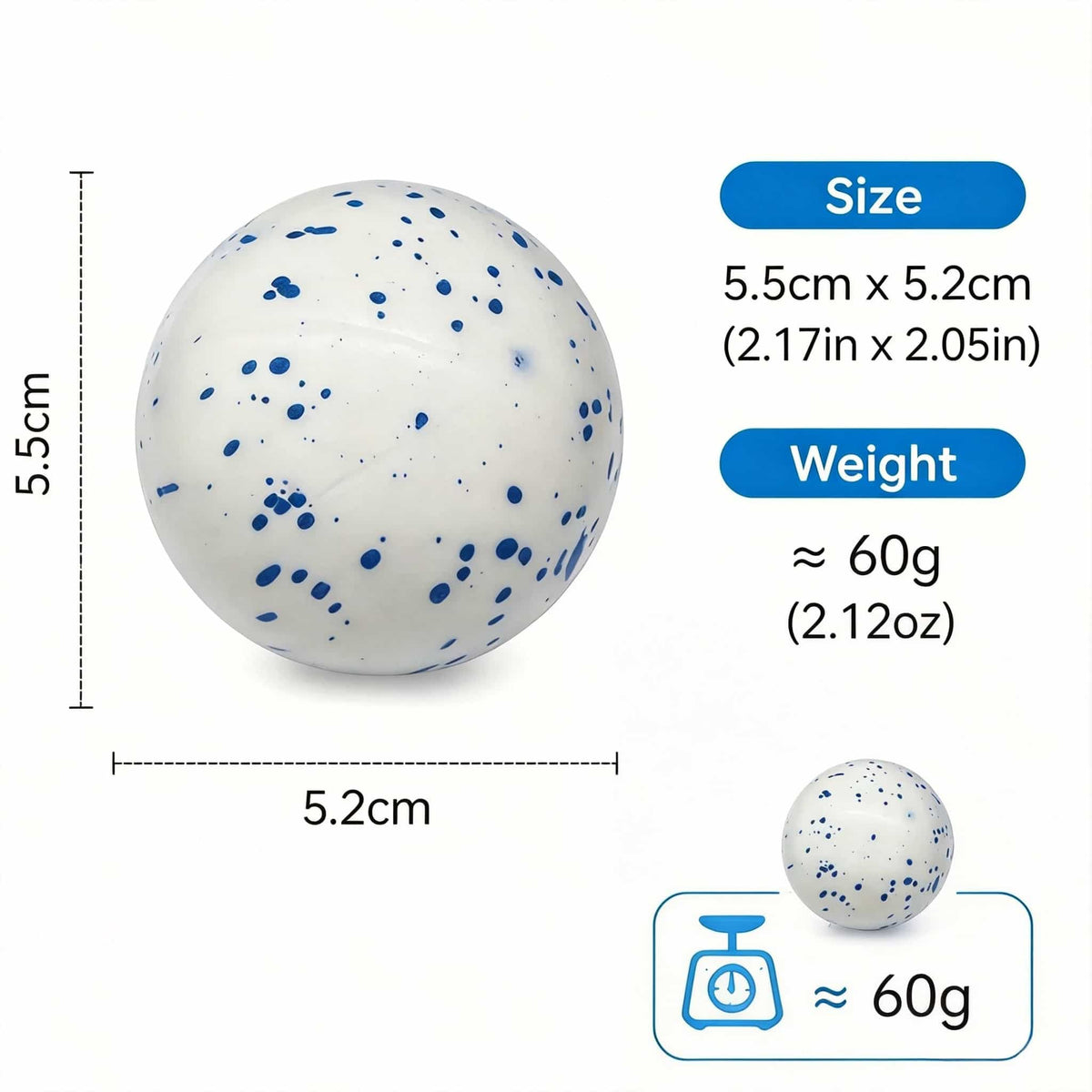 Snow Speckled Squeeze Ball Fidget Toy, Soft TPR Flour Filled Stress Relief Squishy Toy for Anxiety Relief
