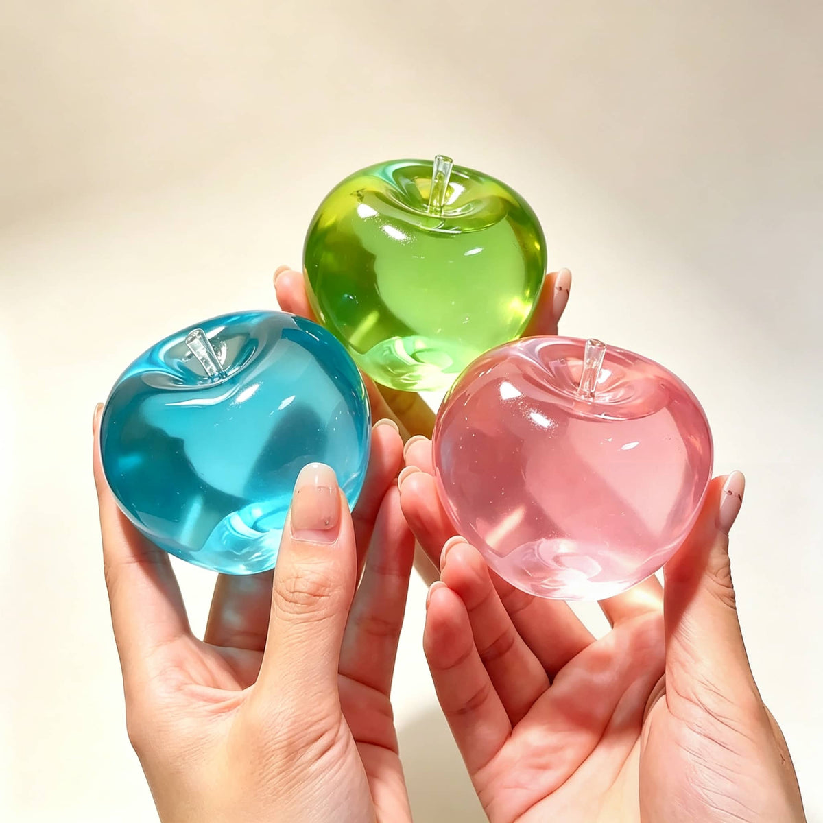 Malt Syrup Apple Squeeze Toy, Transparent Reshapable Squishy Fidget Toy, Stress Relief Desk Toy for Kids and Adults