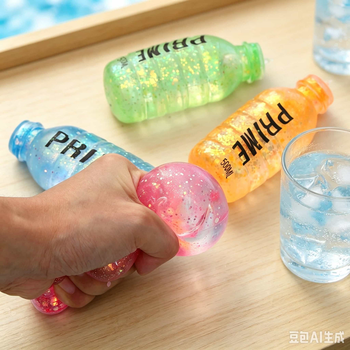 Glitter Prime Bottle Maltose Squishy Toy, Soft Stretch Squeeze Stress Relief Fidget Sensory Toy for Kids Adults