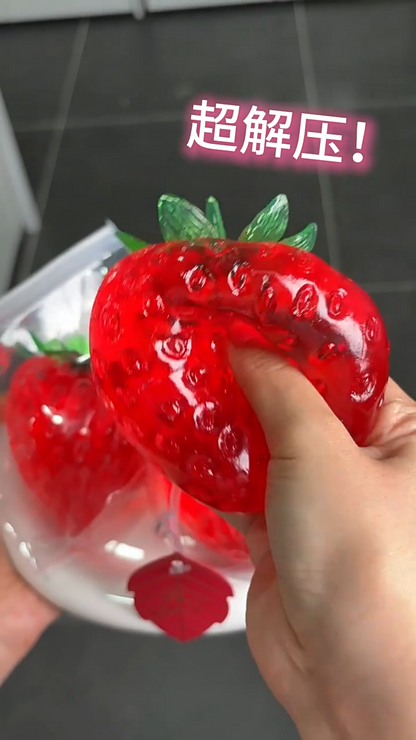 Vaseline Strawberry Stress Ball Squishy, Clear Jelly Fruit Fidget Toy, ASMR Moldable Squeeze Toy for Stress Relief